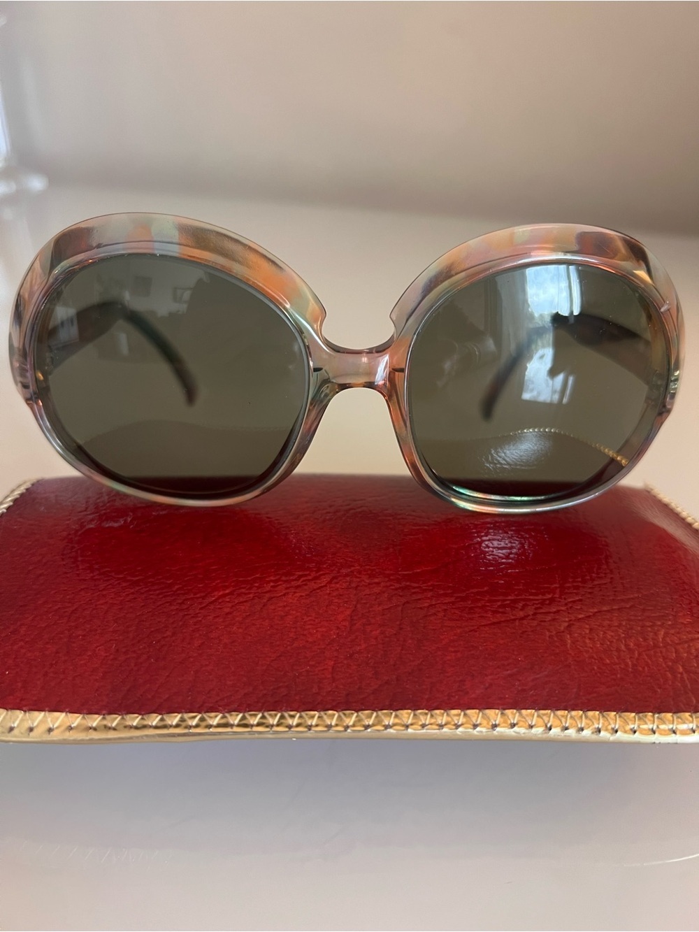 APRIL 401 Oversized Round Sunglasses Pastel Tortoise Retro Statement - Picture 9 of 14